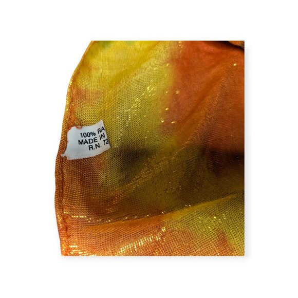 Elegant Collections Yellow/Orange Brightly Colored Square Scarf 32" x 32" - Picture 3 of 9